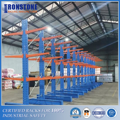Double Side Arm Heavy Duty Cantilever Magazijnstellingen voor omvangrijke materialenopslag
